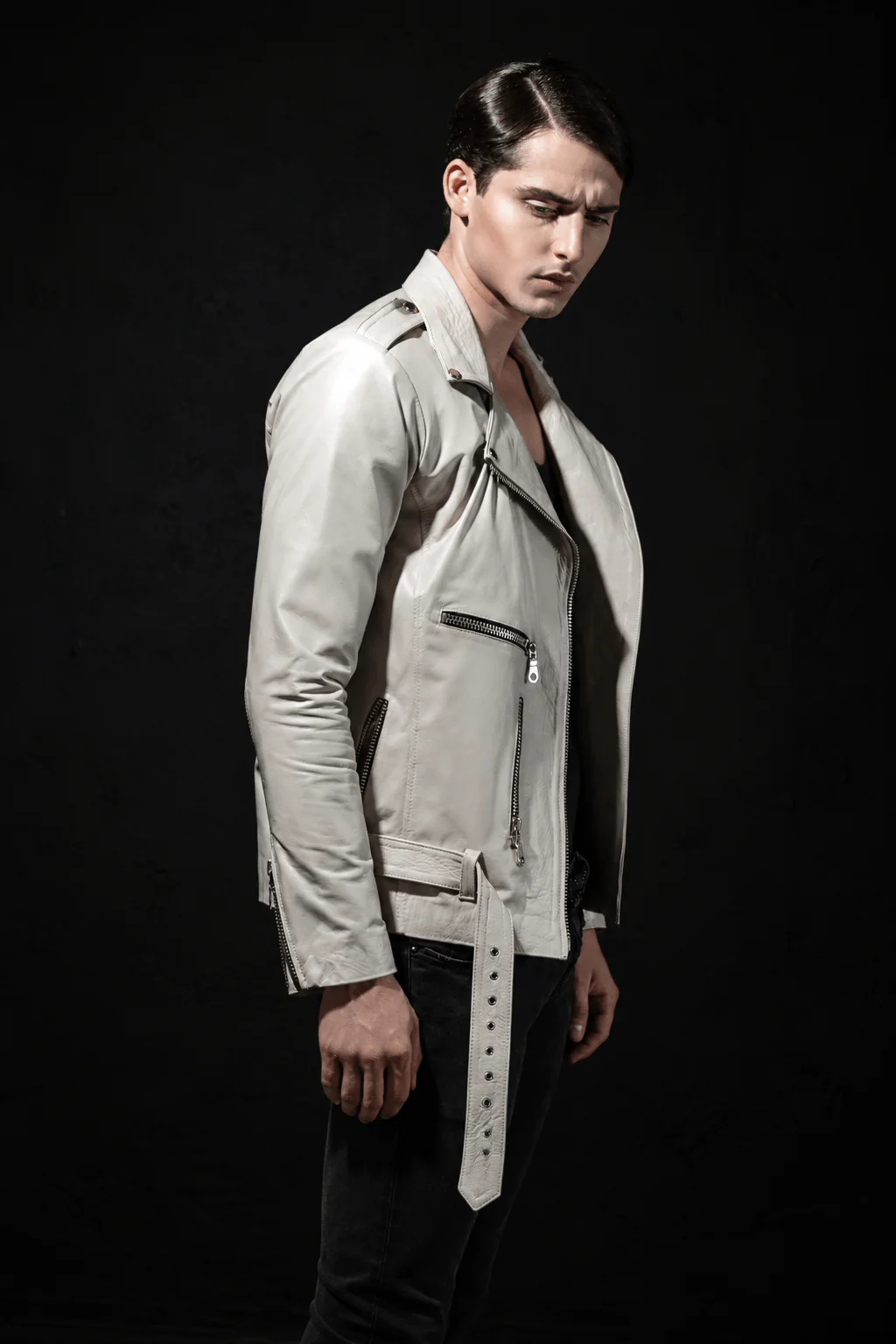 Biker Hueso| Unisex Biker Jacket | Ducky Black - Imagen 3