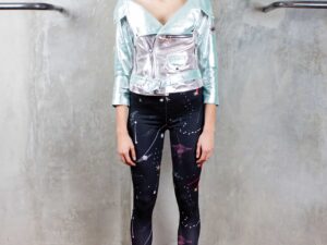 Strapless Biker Silver & Silver Blue