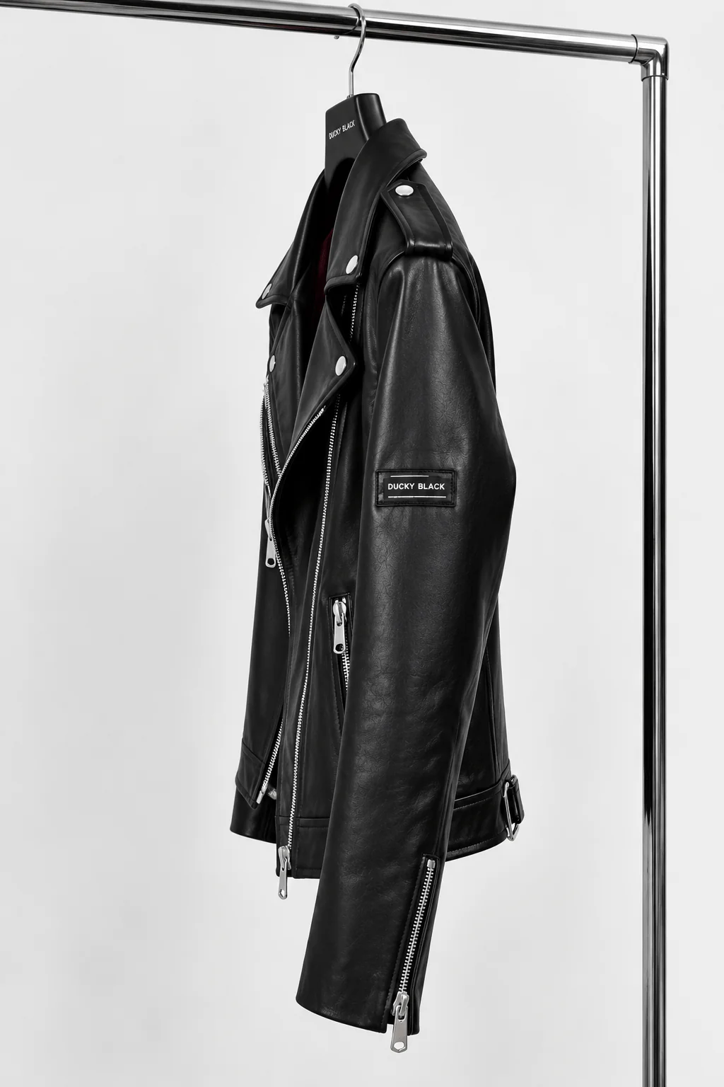 Essential Biker Jacket | Unisex Biker Jacket | Ducky Black - Imagen 4