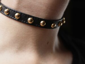 Slim choker with gold studs