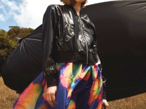 BLACK SHINY WINDBREAKER