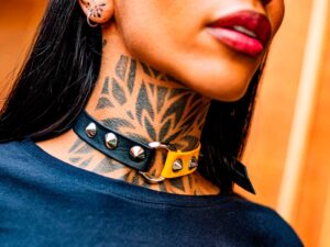 LEATHER CHOKER DOUBLE COLOR