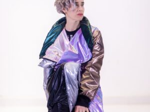 Lila Mix Metallic Raincoat | Unisex Outerwear | Ducky Black