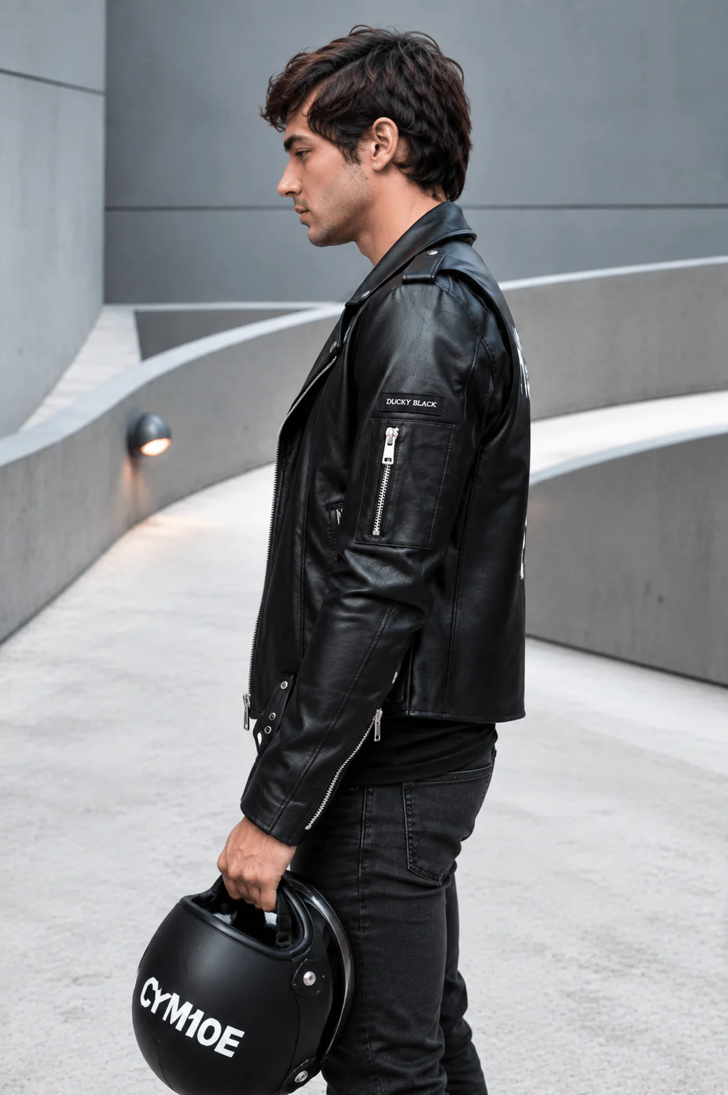 Highway to Hell Biker Jacket | Unisex Biker Jacket | Ducky Black - Imagen 6