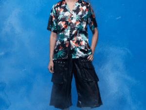 Dark Cargo I Pantalón culotte cargo oversized I Unisex en cuero vegano negro