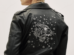 Rebel Beast –Chaqueta Biker Unisex Bordada | Ducky Black Outerwear