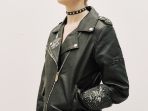 Black Eagle – Chaqueta Biker Unisex / Bordada Handmade | Ducky Black Outerwear