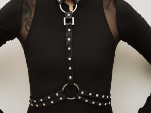 Black Shark Studded Leather Harness