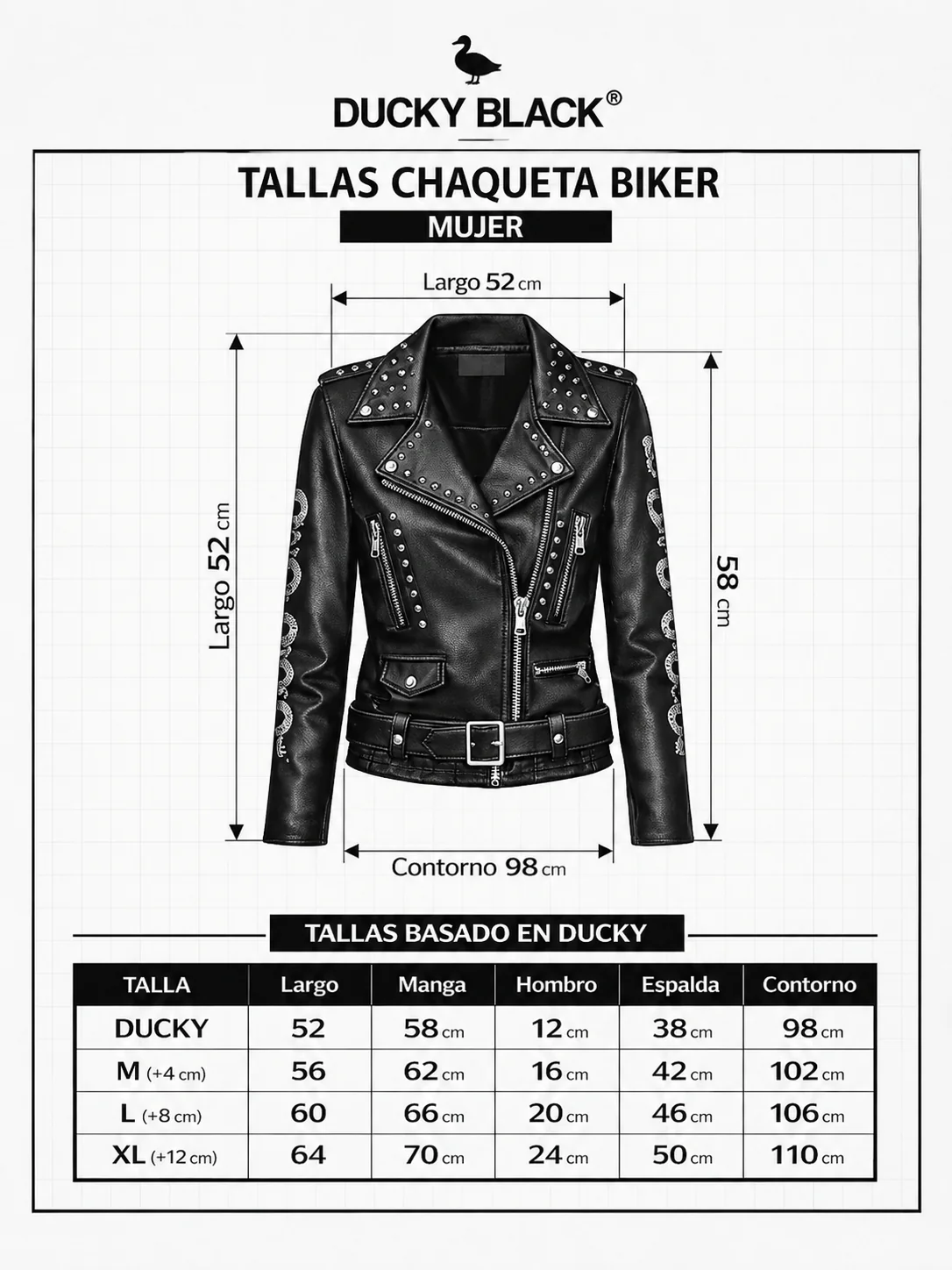 Rosa Snake Biker Jacket | Unisex Biker Jacket | Ducky Black - Imagen 6