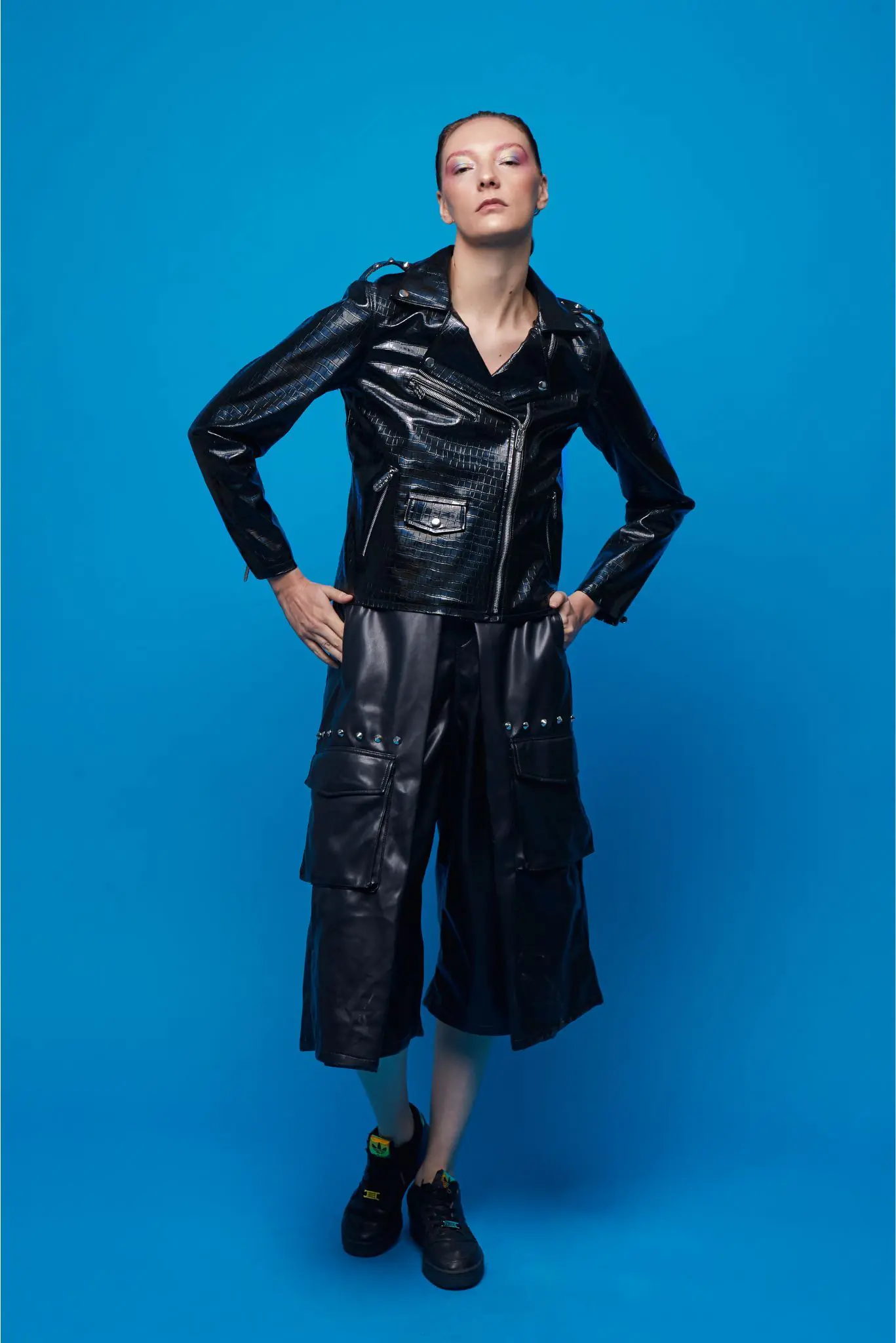 Black Boa Snake Biker Jacket | Unisex Biker Jacket | Ducky Black - Imagen 6