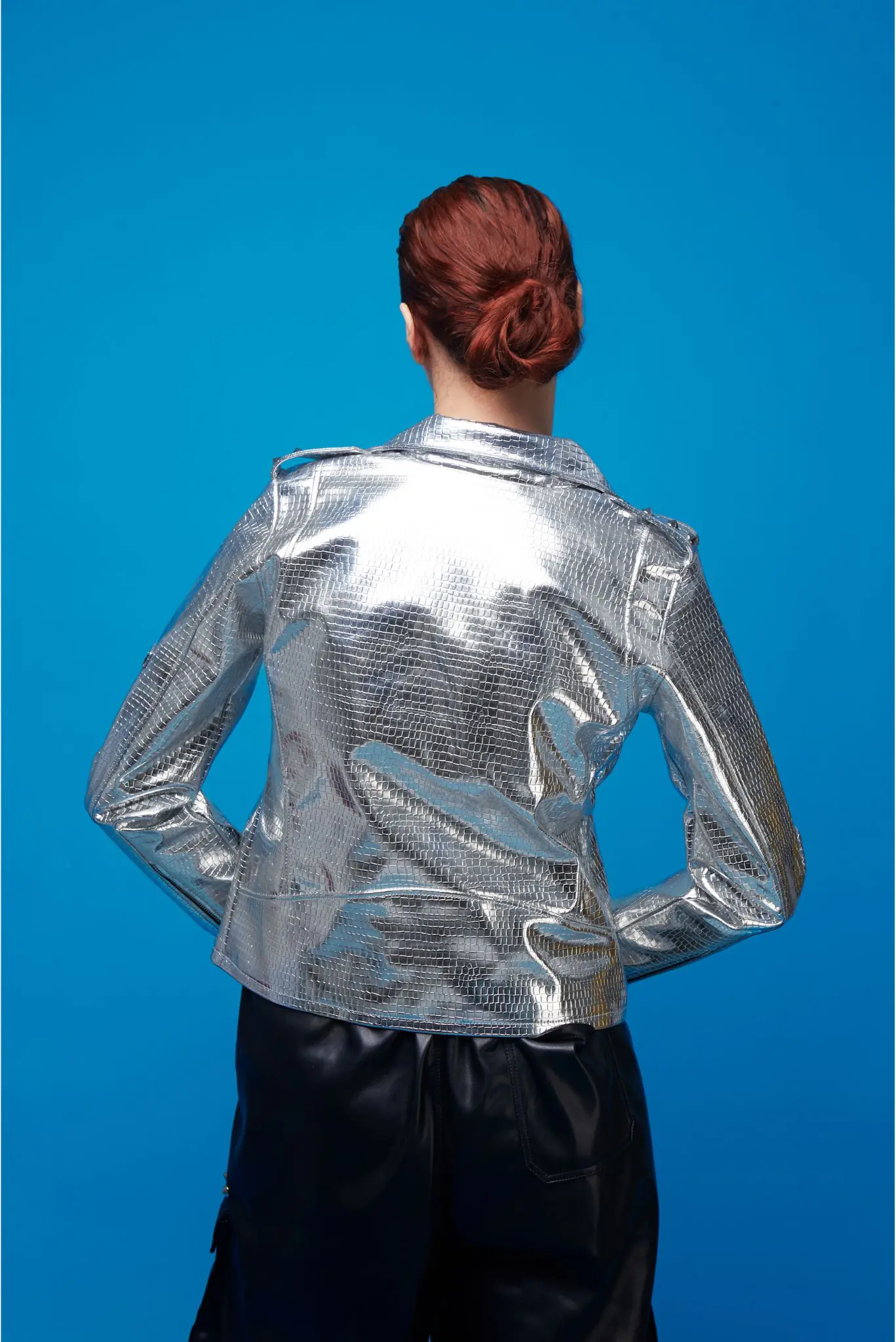 Silver Snake Biker Jacket | Unisex Biker Jacket | Ducky Black - Imagen 3