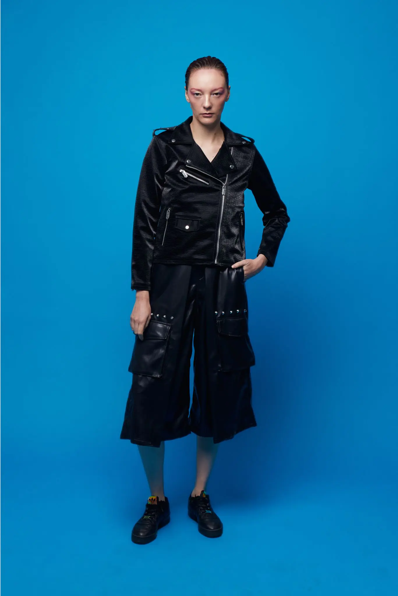 Black Matte Snake Biker Jacket | Unisex Biker Jacket | Ducky Black - Imagen 6