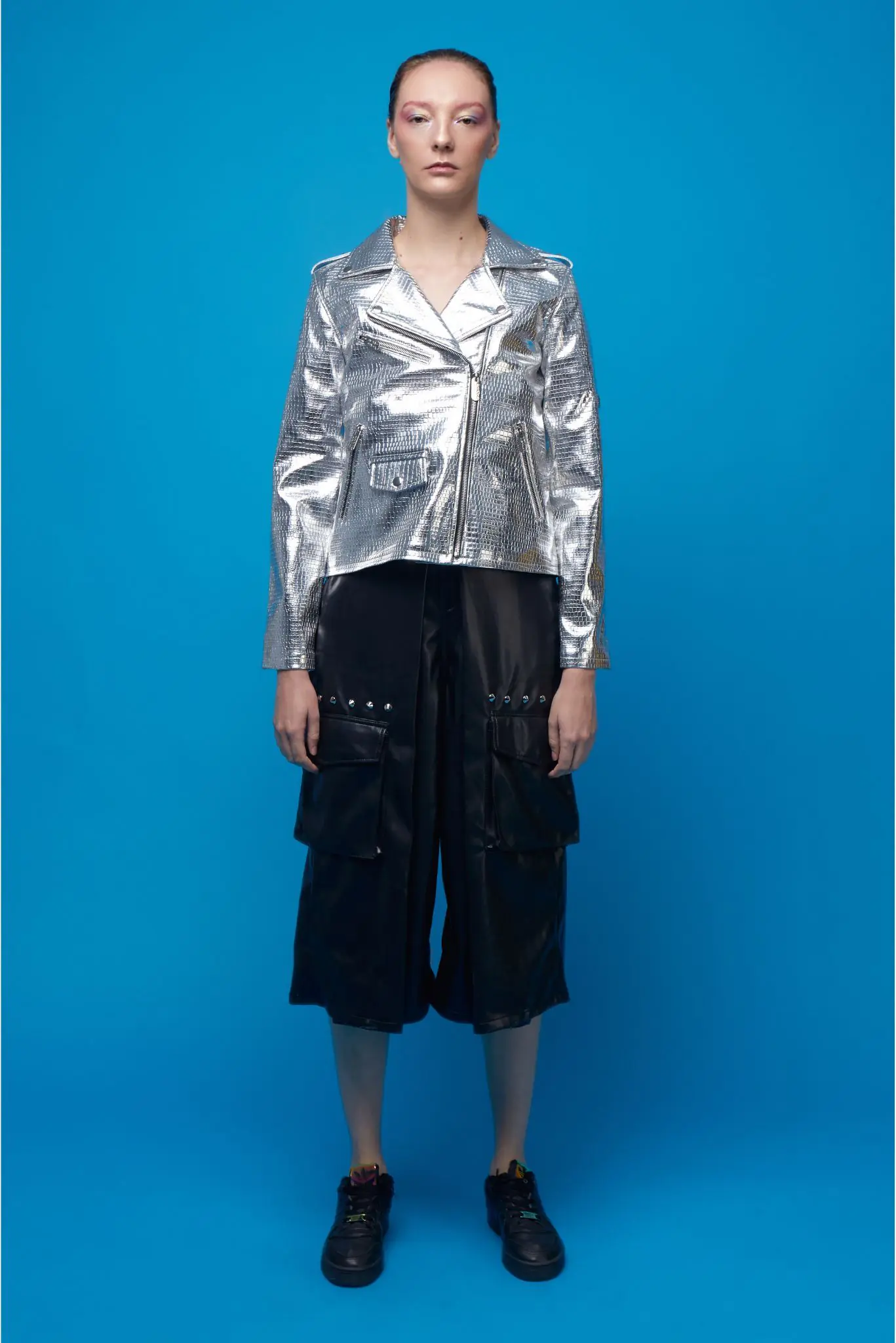 Silver Snake Biker Jacket | Unisex Biker Jacket | Ducky Black - Imagen 5