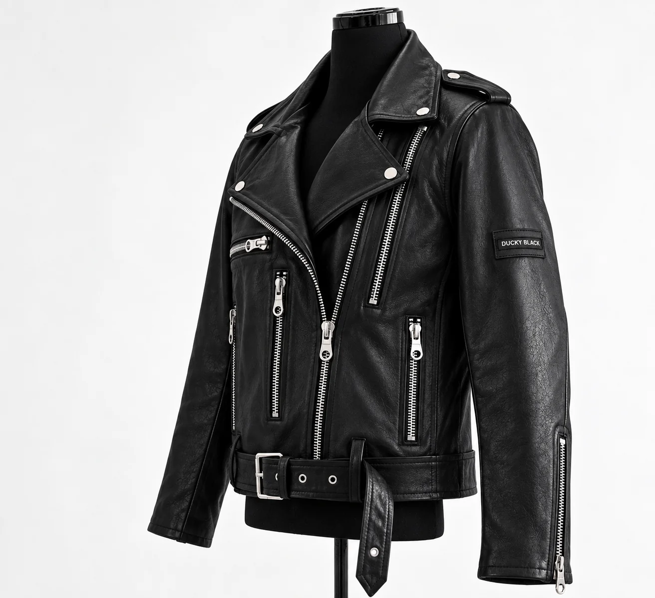 Classic Rider Biker Jacket | Unisex Biker Jacket | Ducky Black - Imagen 4