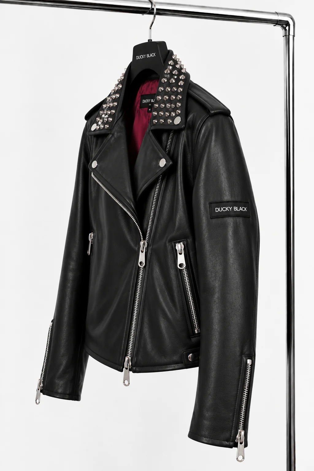 Biker Studs | Unisex Biker Jacket | Ducky Black - Imagen 5